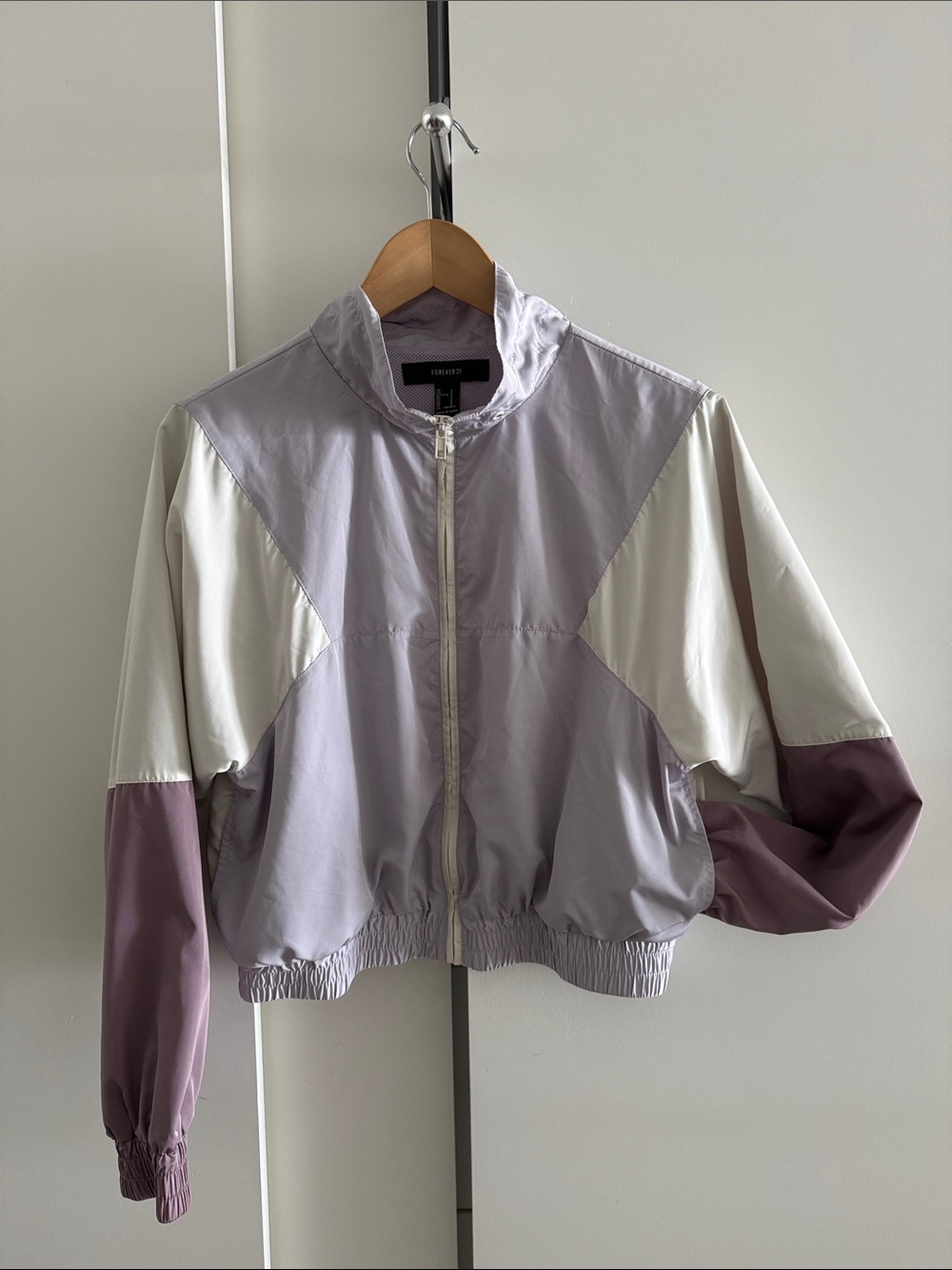 Forever 21 Lavender and White Colorblock track jacket